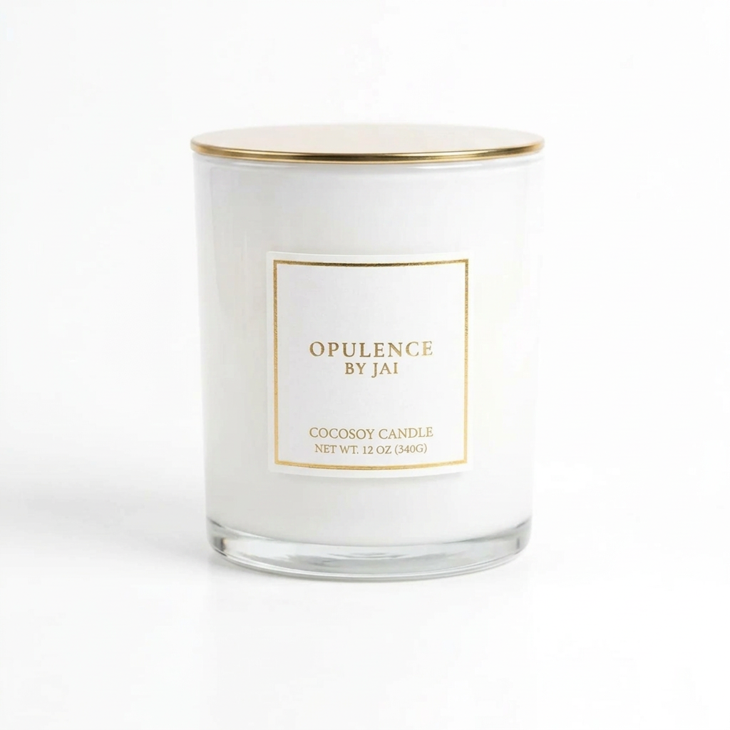 Pumpkin Spice & Lemon 12 oz coconut soy candle by Opulence by JAI in white