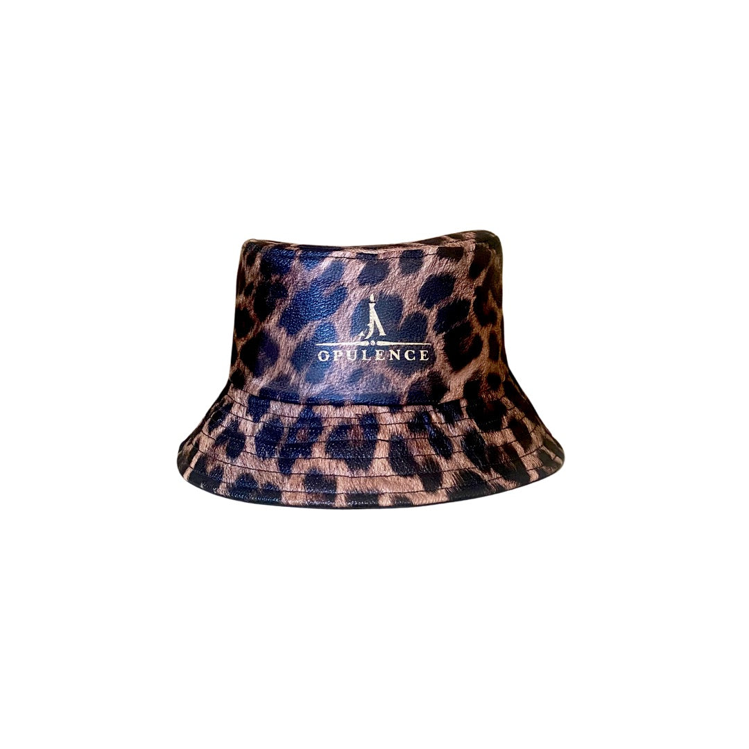 Leopard Faux Leather Bucket Hat